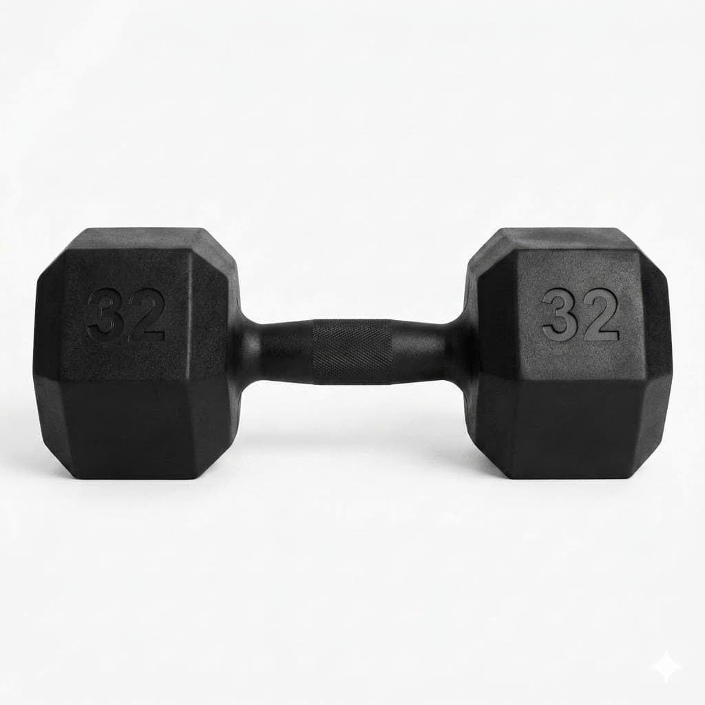 Halter Sextavado 32kg Fitness Musculação Treino Academia Funcional Crossfit Resistente Profissional Gym Peso