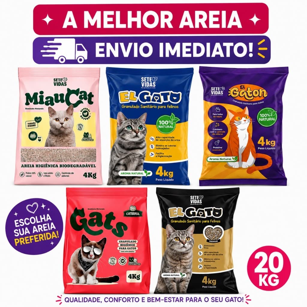 Areia De Gato Fardo *1 à 5* Pacotes de Areia Sanitária Gats Forma Torrões Gaton Alta Absorção Granulado Anti Odores Gato
