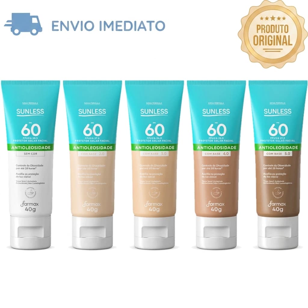 Protetor Solar Facial FPS 60 40g Sunless com Efeito Matte para Controle de Oleosidade