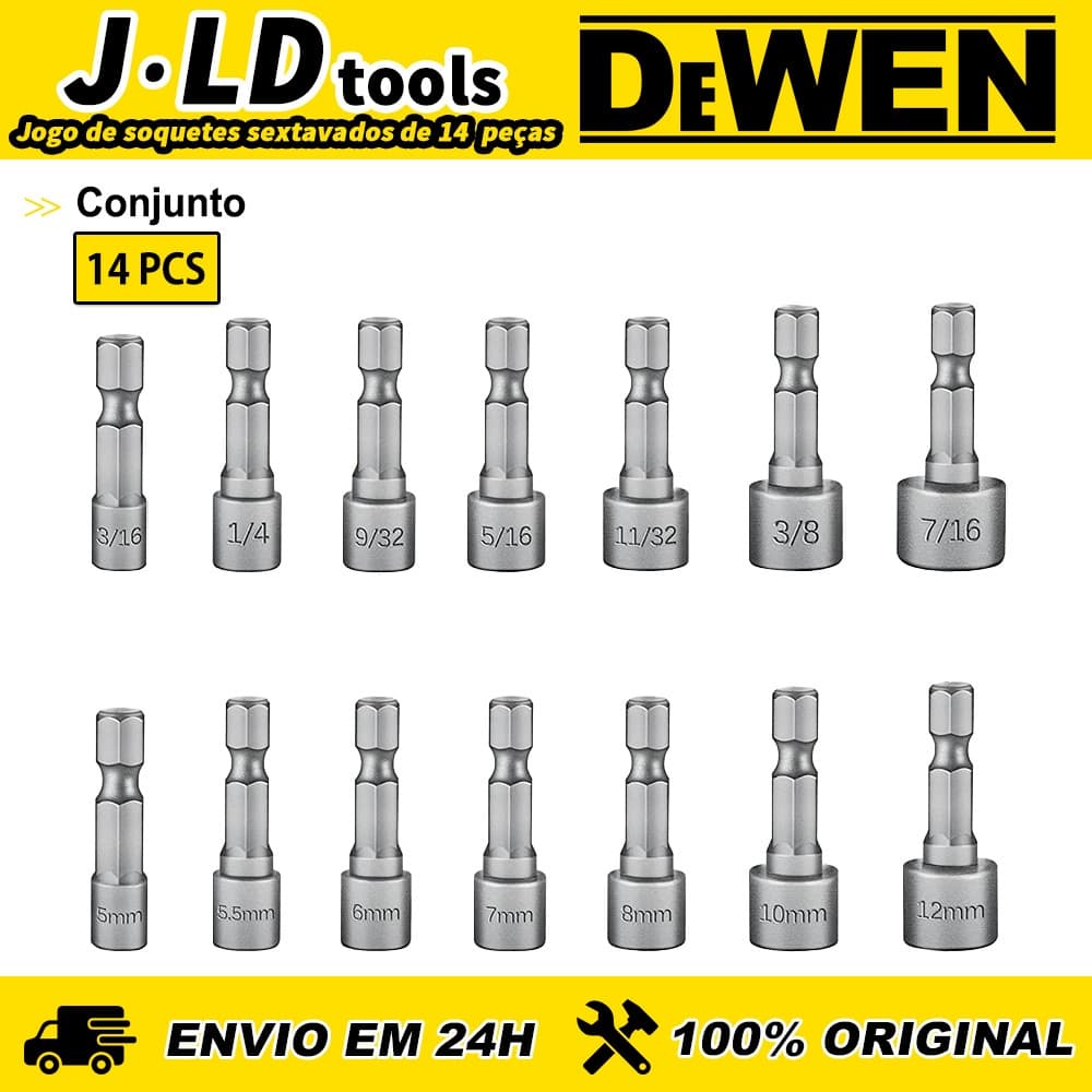 14 Pçs Kit de Jogo de Bits Soquete Canhão para Parafusadeira Furadeira 5 A 12mm