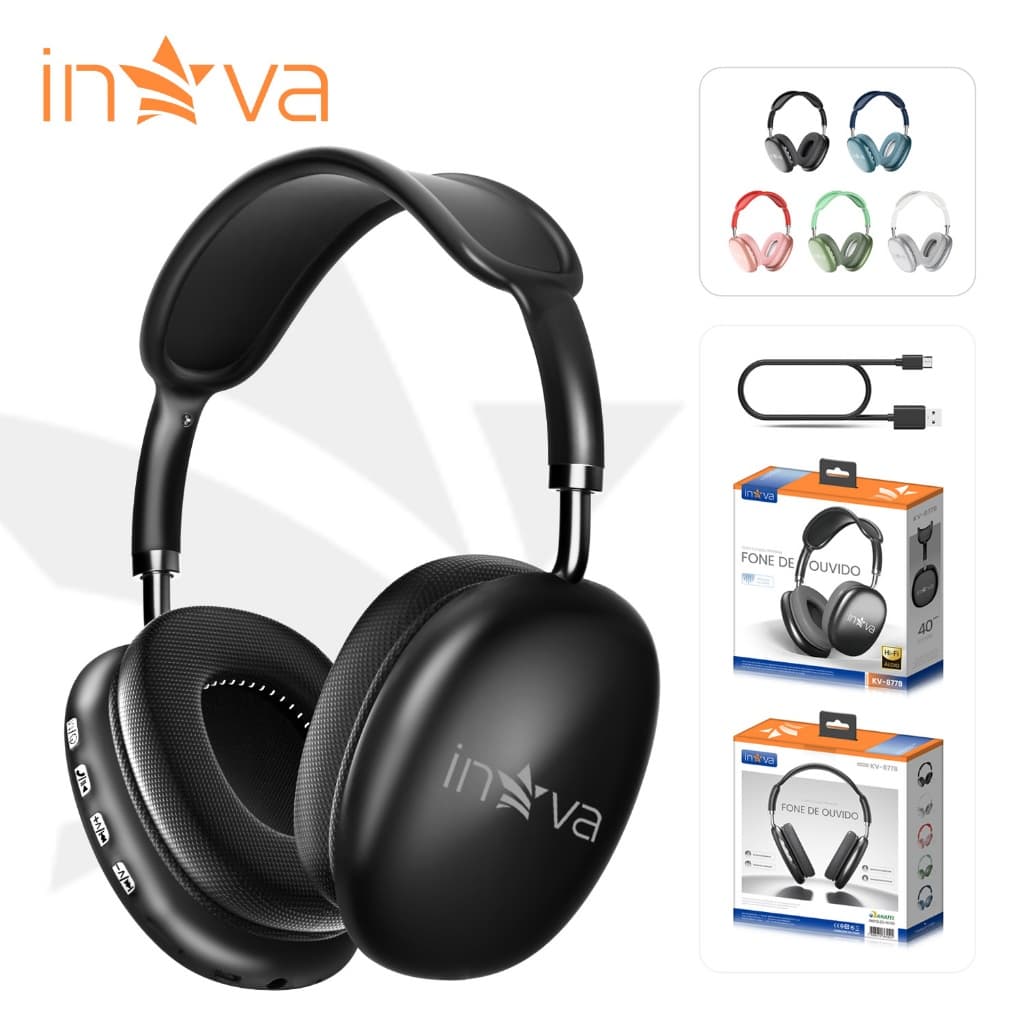 INOVA  Fone Sem Fio Bluetooth 5.3 HiFi Stereo ENC Cancelamento de Ruído Fone de ouvido Hi-Res 26H Bateria
