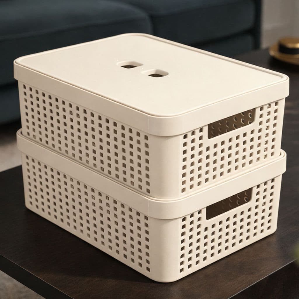 Caixa Organizadora com Tampa 11 Litros Empilhável Plástico Resistente Multiuso Armário Quarto Closet Banheiro