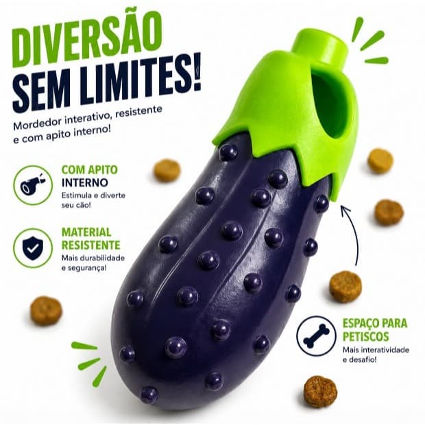 Mordedor Berinjela para cachorros - Qualidade Premium - Envio Imediato - Legumes