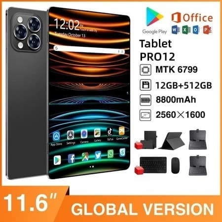 Hancdon  Tablet PC Pro12 MAX WIFI+ (12GB+512GB) 11,6 polegadas Tela Grande 8800 mAh dual sim  de tablets Android baratos