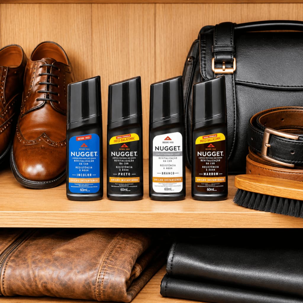 Polidor De Sapato Nugget Líquido Branco, Preto, Incolor, Marrom Frasco 60ml - Couro, Sapatos, Bolsa