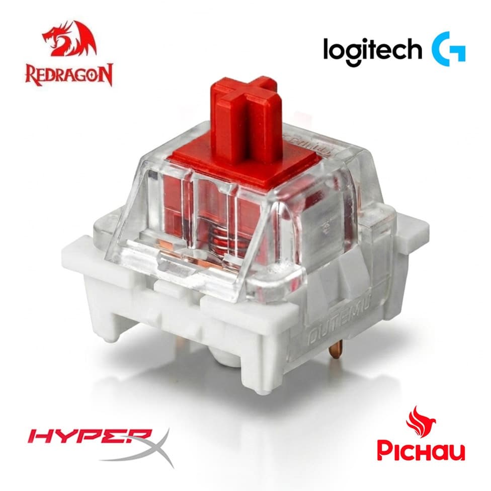 Kit 4 Switch Vermelho Outemu Para Teclado Mecânico 3 Pinos Brasil Redragon Hyperx Logitech Original - Frete Grátis