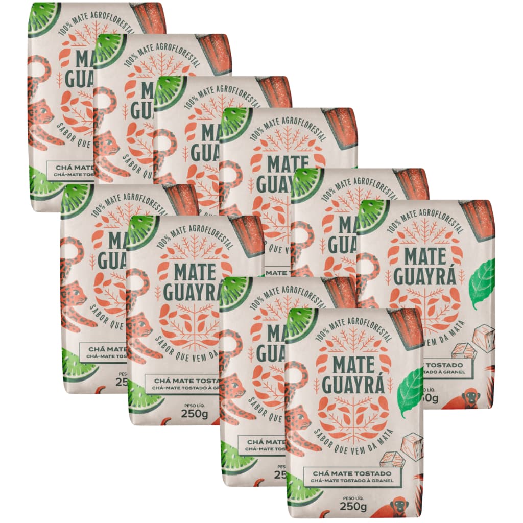 Kit 10 Chá Mate Erva Mate Guayra Tostado 250 gramas Gelado ou Quente