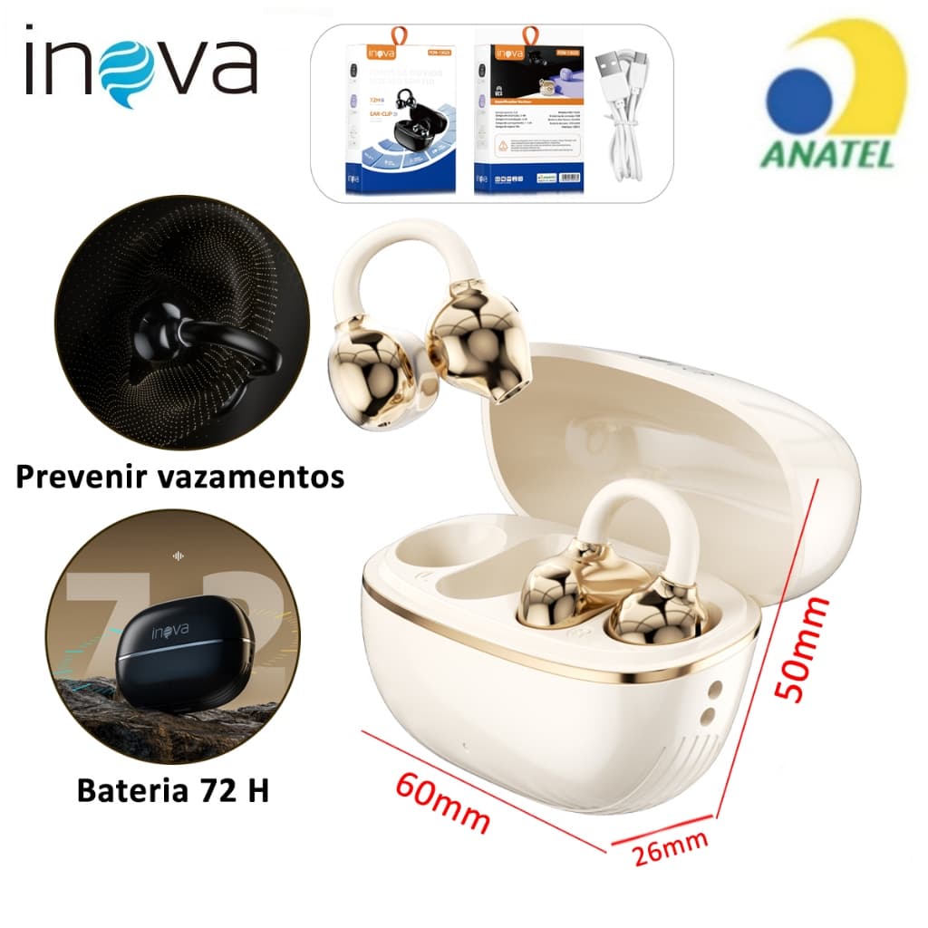 INOVA Fone De Ouvido Bluetooth 5.4 Toque DE Impressão Digital 72H Autonomia ANC Cancelando Ruído