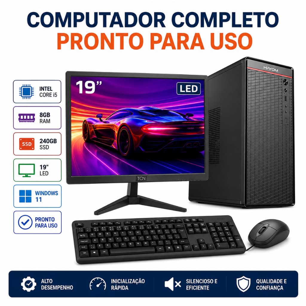 Computador Completo Intel Core i5, SSD 240GB, 8GB RAM, Monitor 19, Teclado, Mouse, Windows 11 NexPro