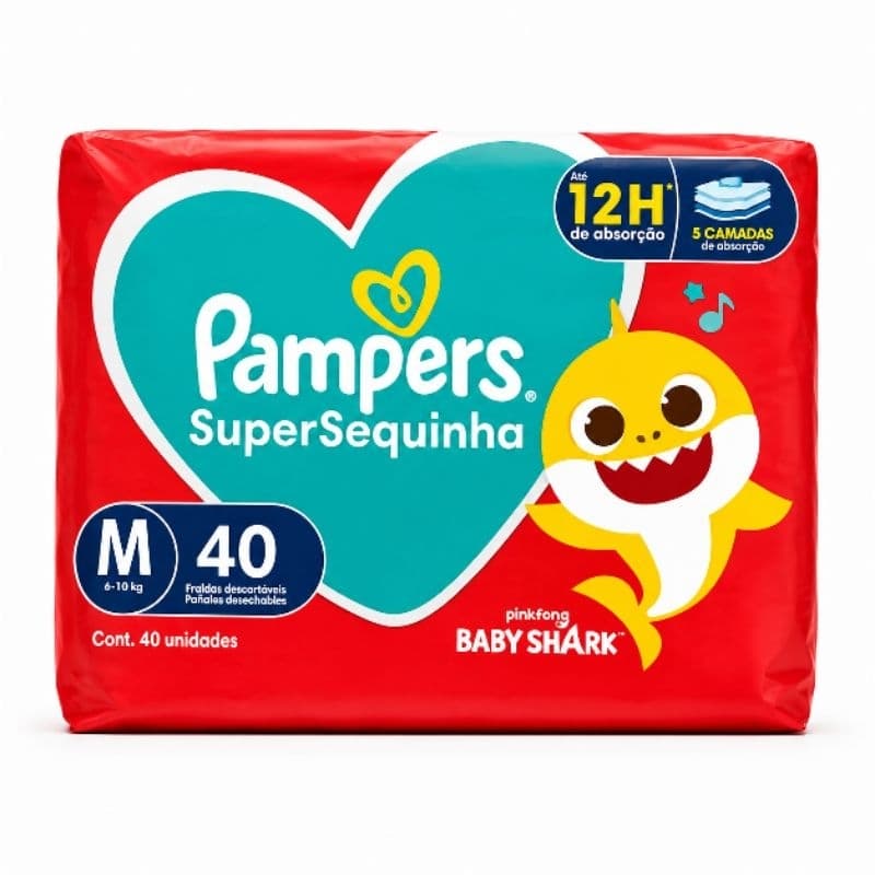 Fralda Descartável Pampers SuperSequinha Tam. M 40 Unidades 6Kg a 10 Kg