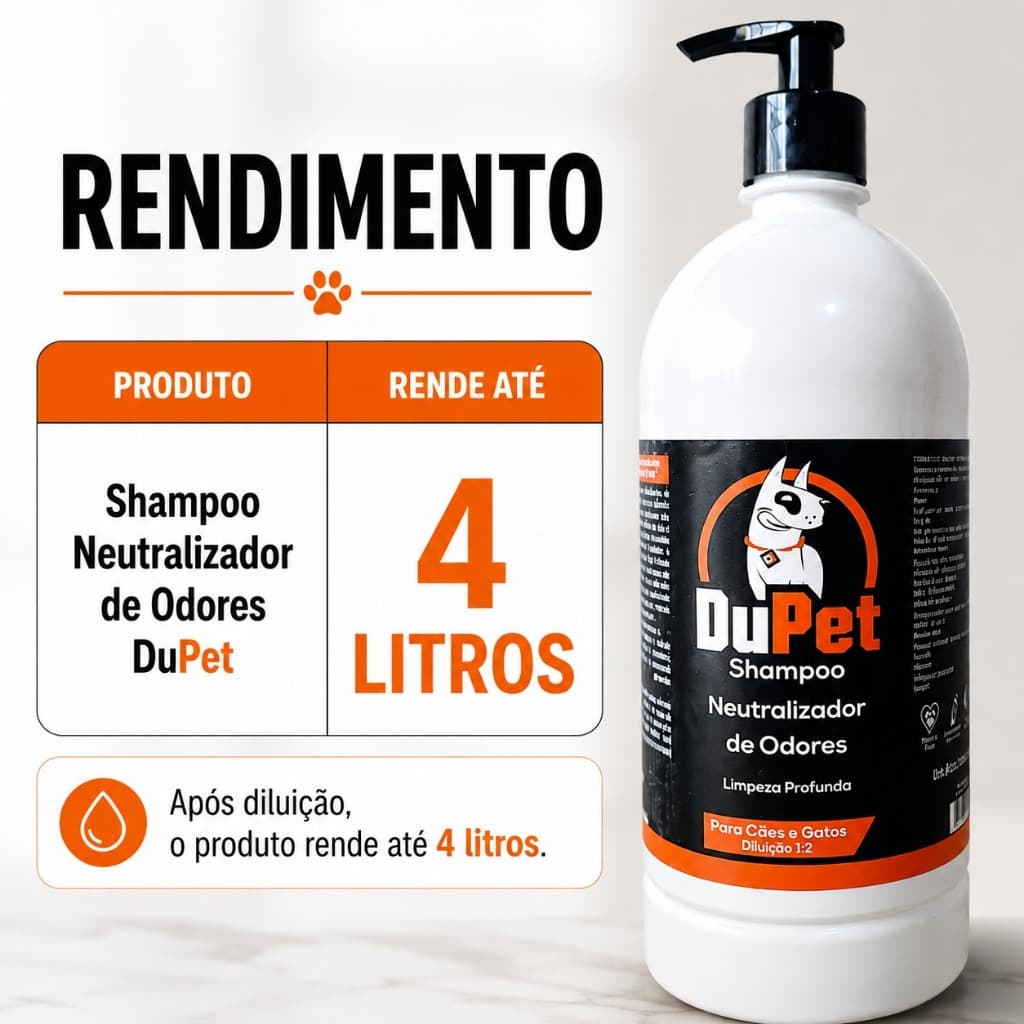 Shampoo Neutralizante de Odor Alto Rendimento Para Pets DuPet