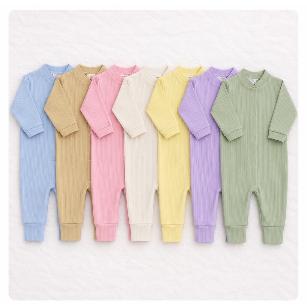 Kit 2 Macacão Canelado Bebê Enxoval RN Macio Toque Suave Menina Menino Cores Sortidas