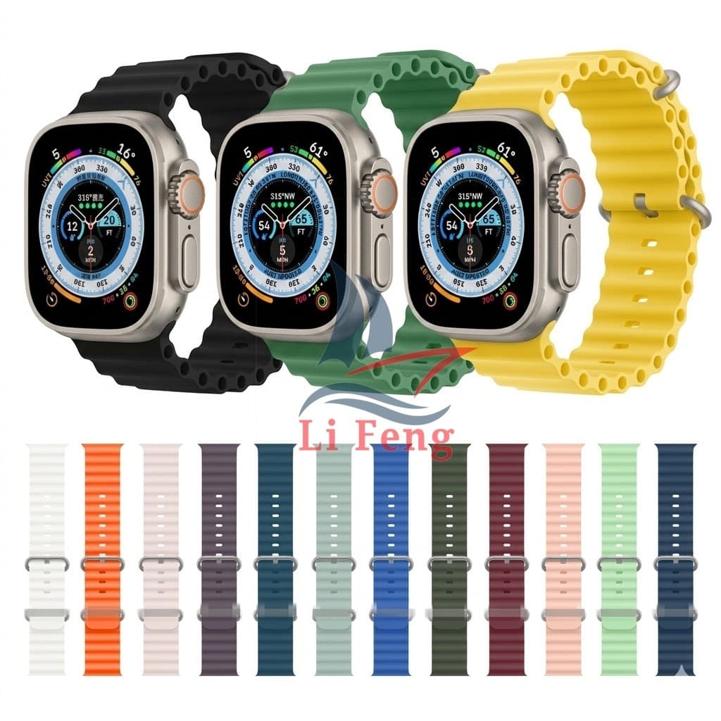 Pulseira De Silicone Oceano para smartwatch iwo 38/40/41 E 42/44/45mm/Ultra 49mm