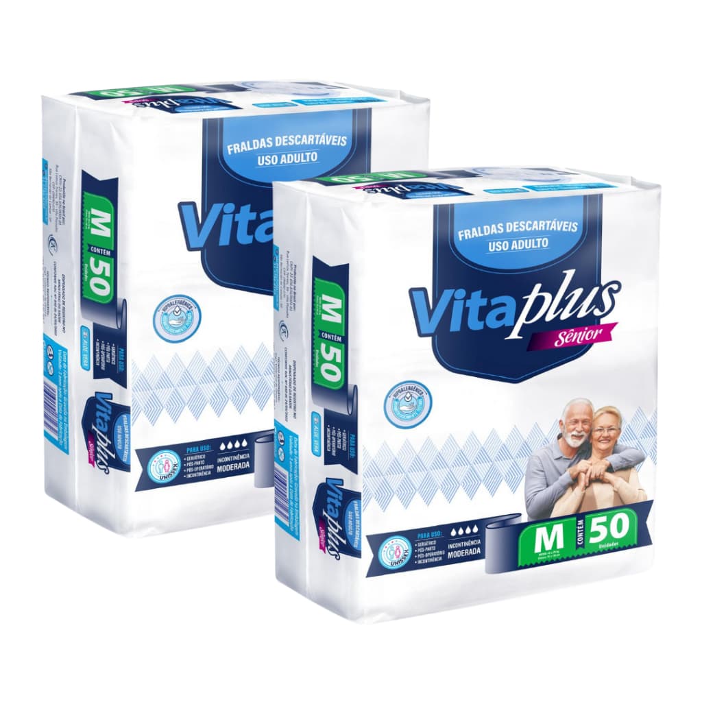Kit 2 Fraldas Descartáveis Vita Plus Geriátrica Adulto Pacotão Incontinência Revenda