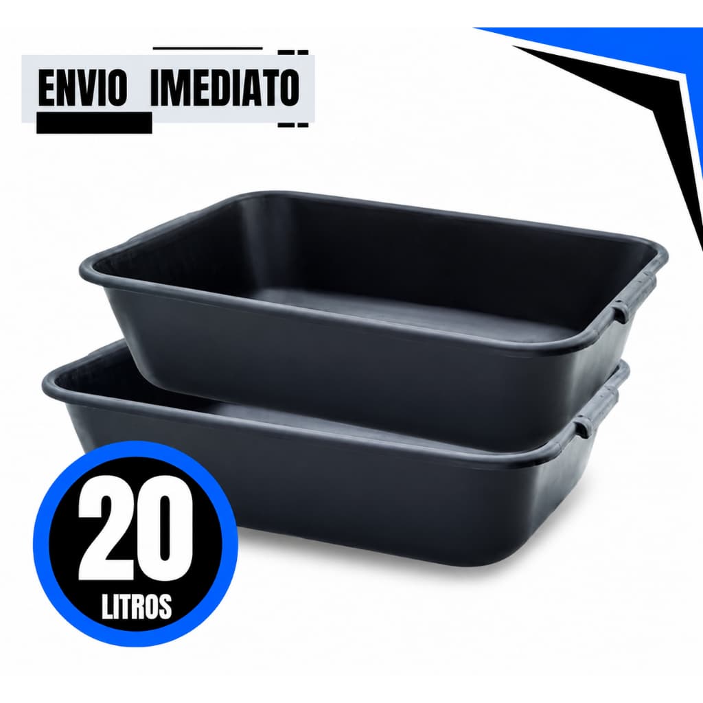 Kit Caixa De Massa Plástica 20L Construção Resistente Lavável Masseira Caçamba Concreto Cimento