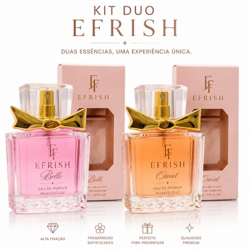 kit Duo - Efrish Perfume Capilar feminino importado 30 ml cada alta fixação, escolha 2 perfumes
