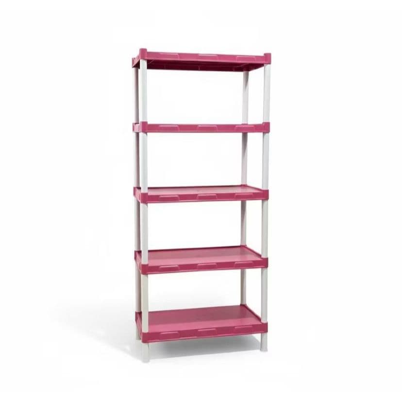 Estante Prateleira Rosa Modular Organizadora  Plástico com 5 Prateleiras - COM PEZINHOS Para Cozinha Quarto multiuso