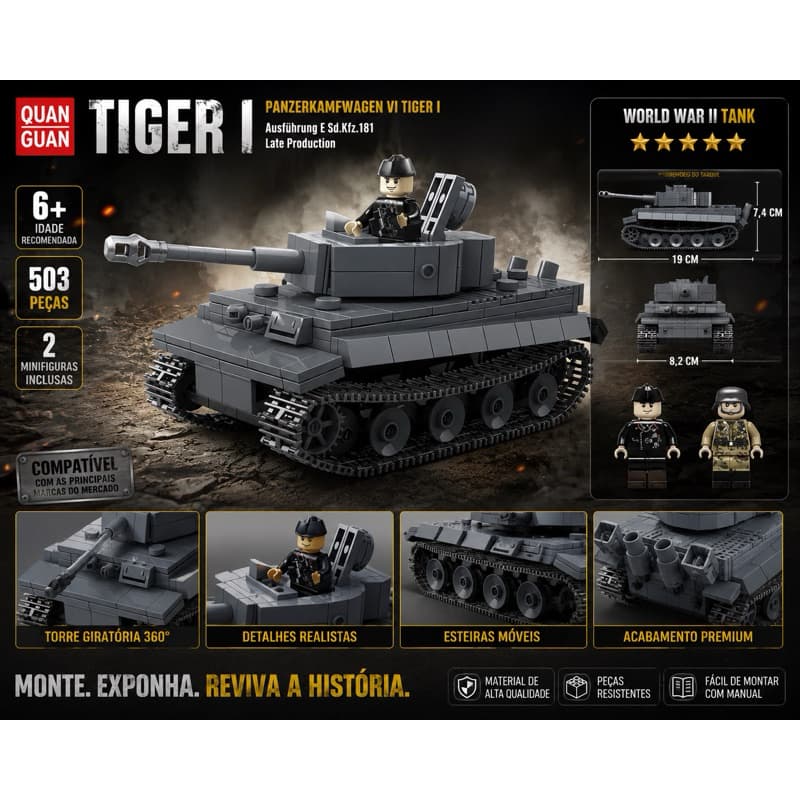 tanque de guerra tiger. Blocos de montar estilo Lego