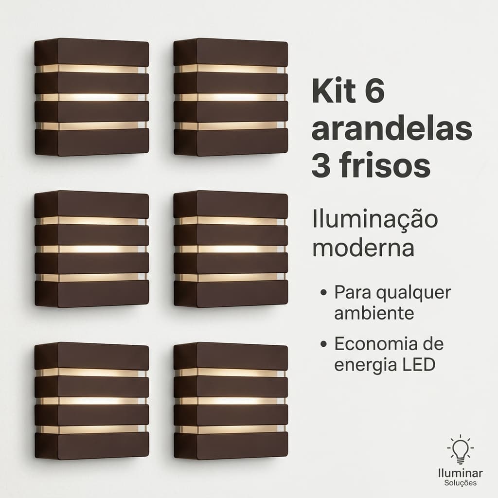 06 Un Arandela Luminária 3 Frisos 3 Focos + lâmpada Led G9 5w Para decoração Piscinas Muros Paredes