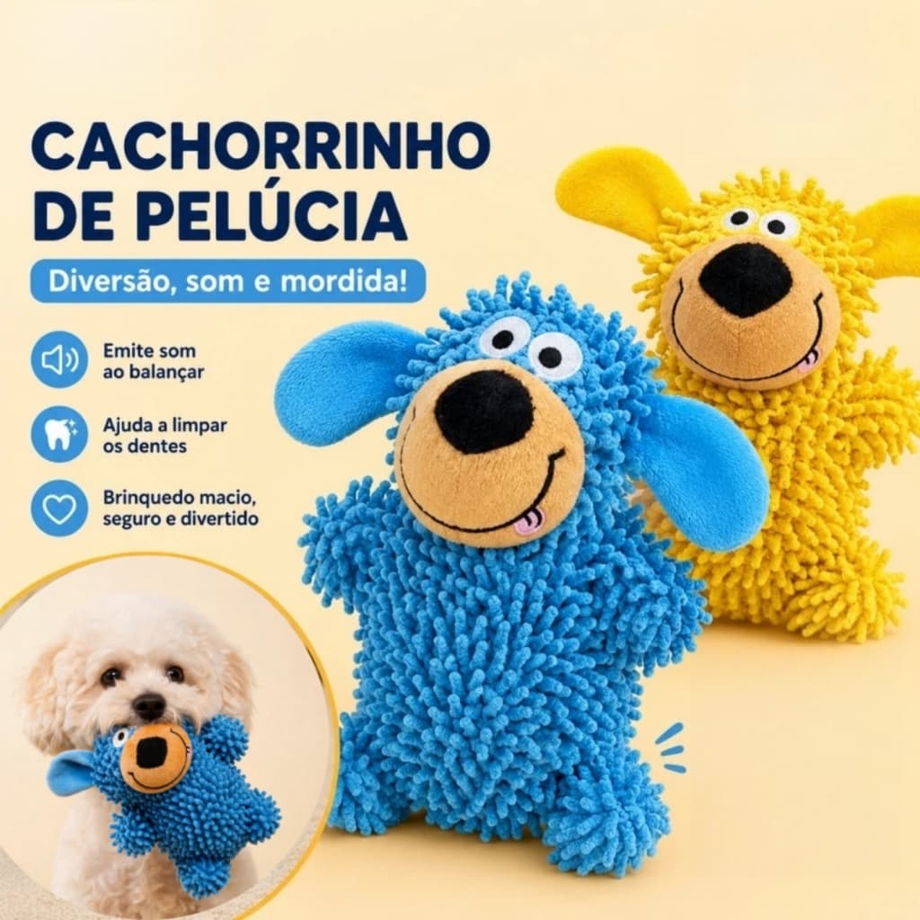 Brinquedo para Cachorro com Som, Resistente à Mordida, para Roer e Limpar os Dentes, Alivia o Tédio