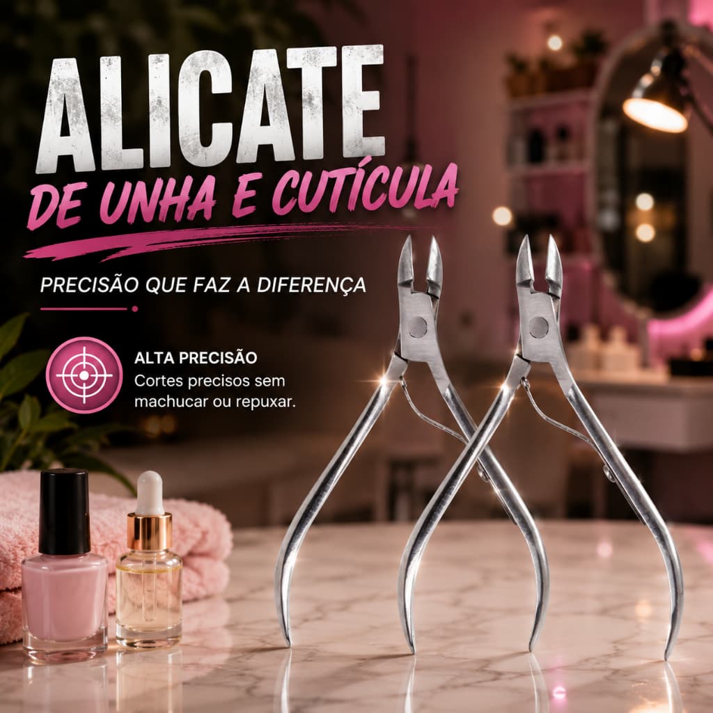1 ou 2 Alicates de Unha Cuticula de Precisão Cortador de Unha Profissional Aço Inox