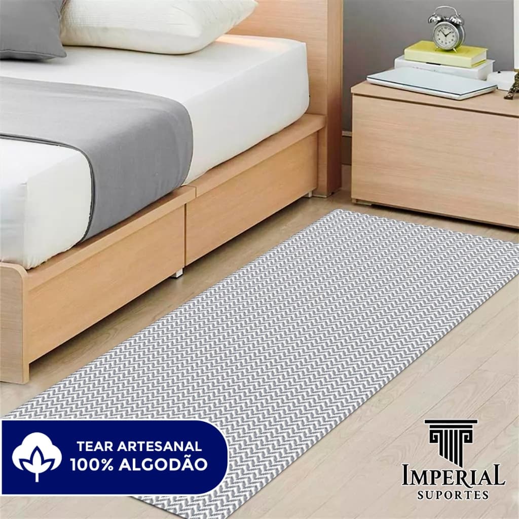 Tapete Passadeira 1,50m x 0,65m Antiderrapante Zig Zag Beira Cama Hall Cozinha Sala de Estar Fofinho