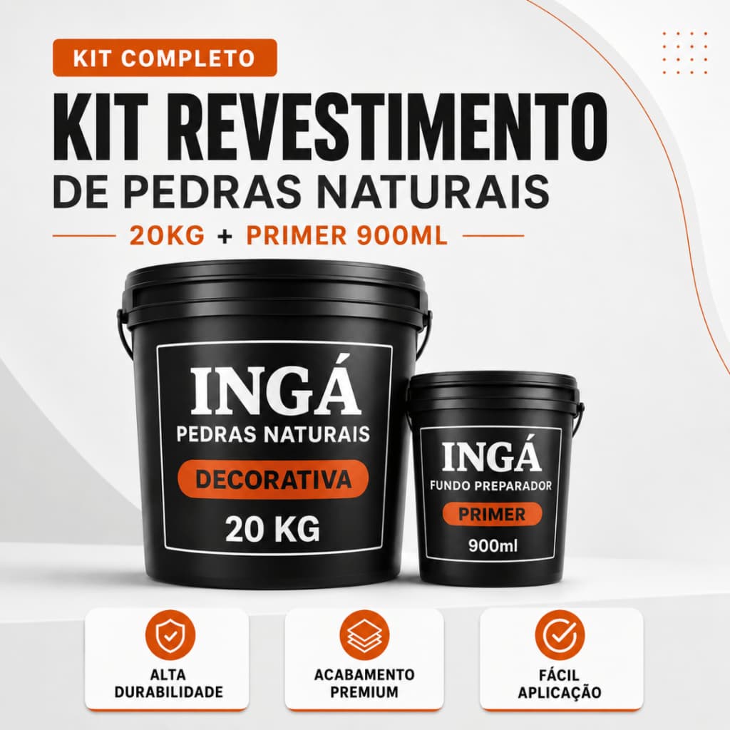 Kit Completo Revestimento Pedras Naturais 20kg + Primer 900ml Alta Aderência para Parede e Fachada