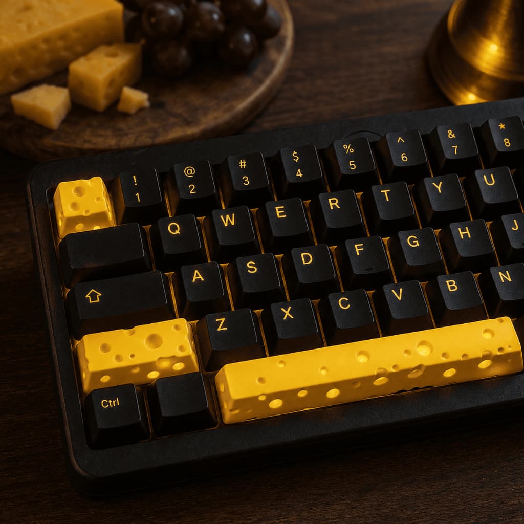 Kit Keycap Queijo Suíço Spacebar Artisan Teclado Mecânico Cherry MX RGB Gamer Novelty Amarelo Presente RGB