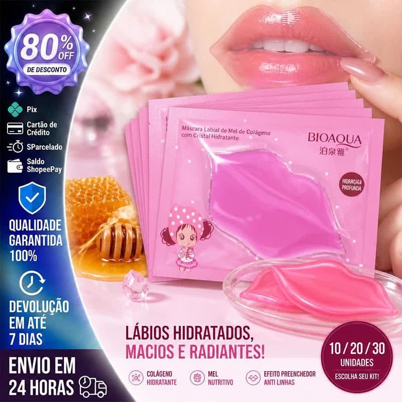 Máscaras Labial De Mel de colágeno com cristal hidratante para lábios Beleza Mask
