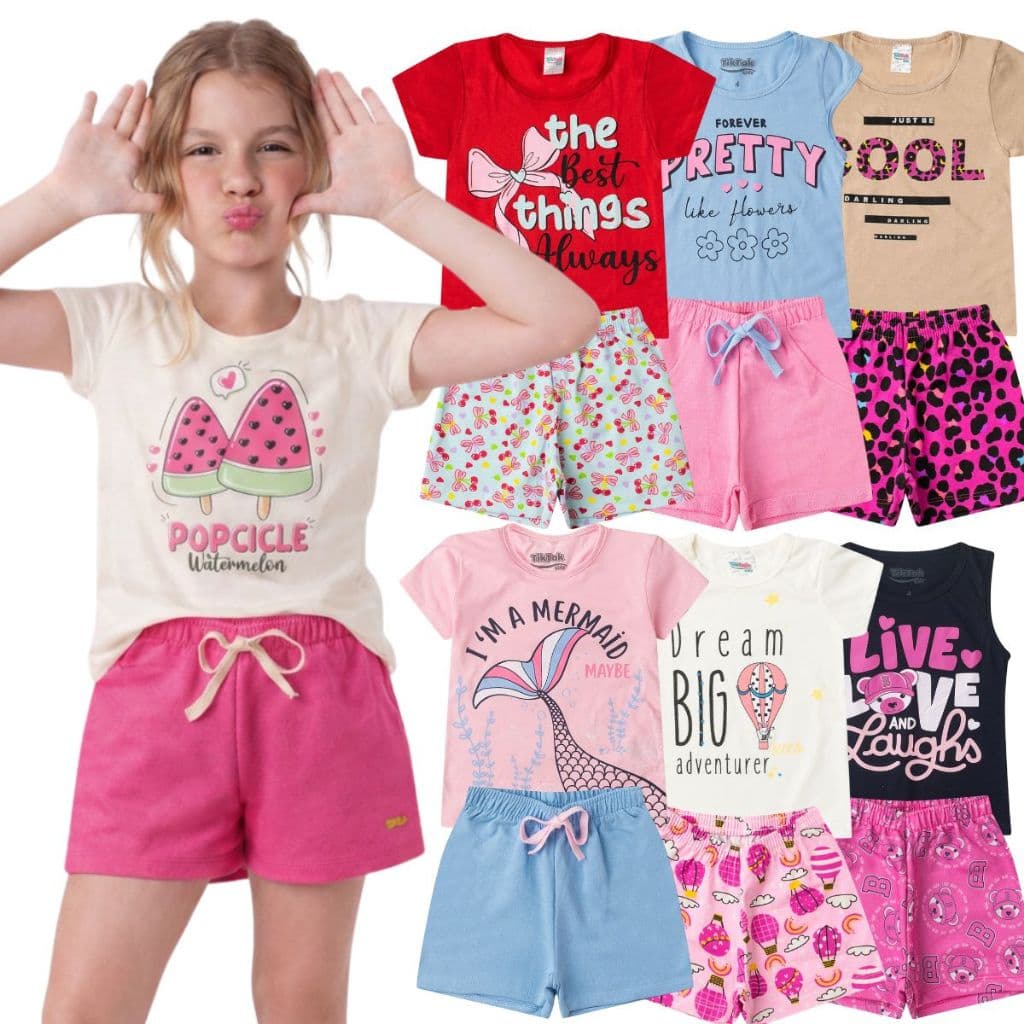 Kit 6 Peças de Roupa Infantil Menina Verão Feminino