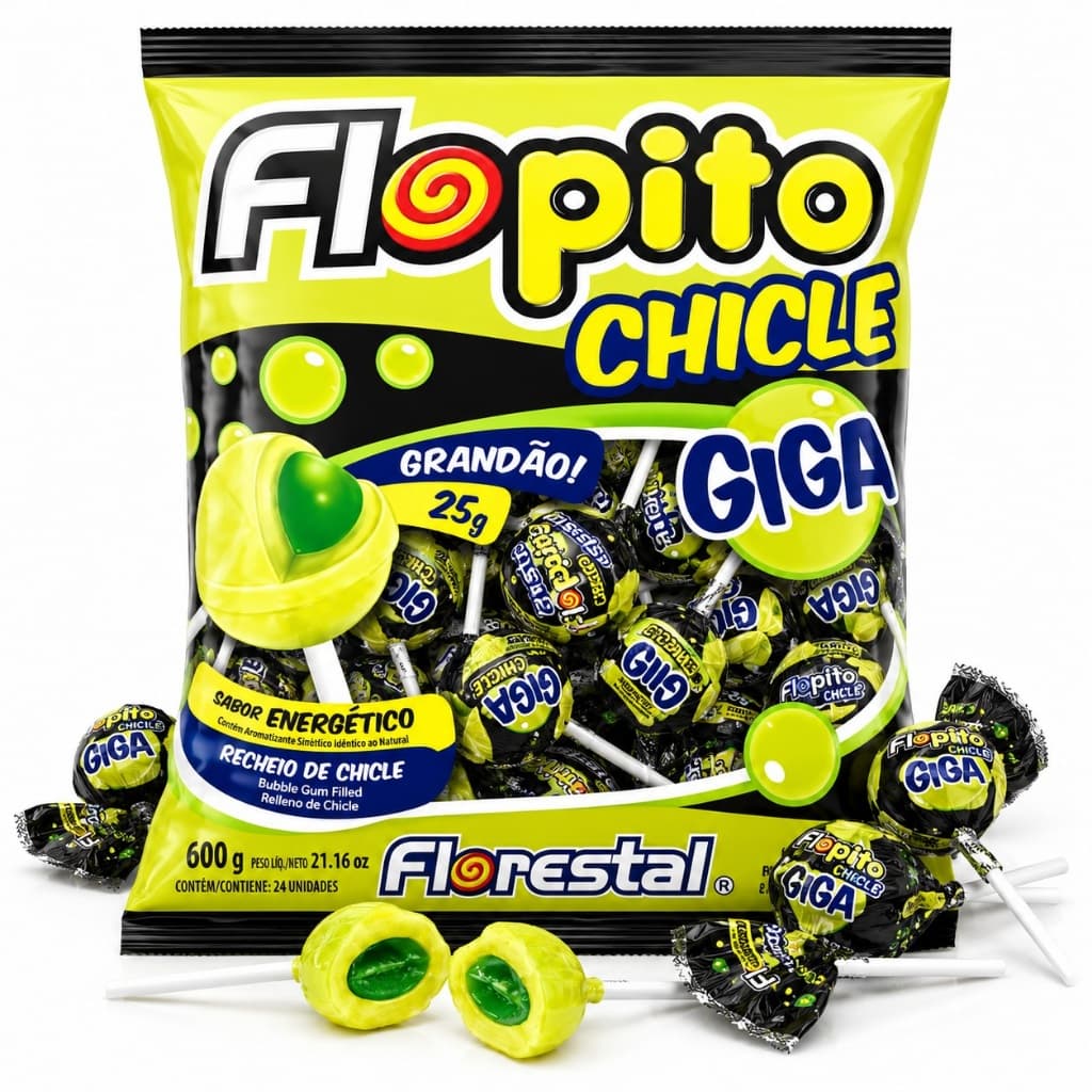 PIRULITO FLORESTAL FLOPITO GIGA CHICLETE 600g ENERGÉTICO