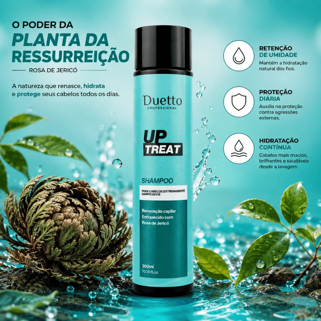 Shampoo Up Treat Duetto 300ml Limpeza Hidratante Força Maciez Brilho Proteção Para Cabelos Danificados