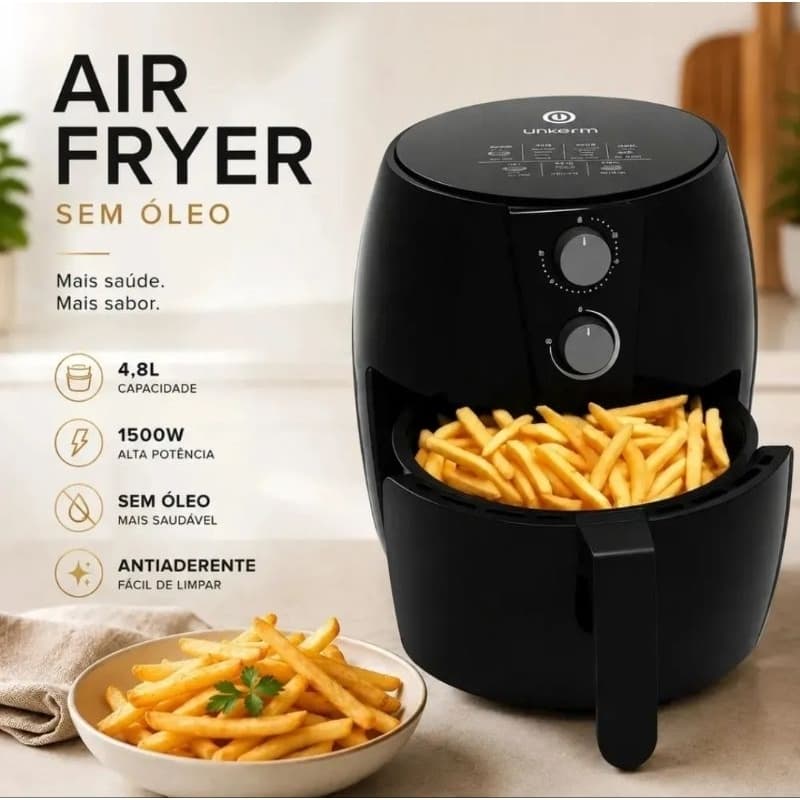 Fritadeira Elétrica Air Fryer Cairo Preta 4.8l sem óleo