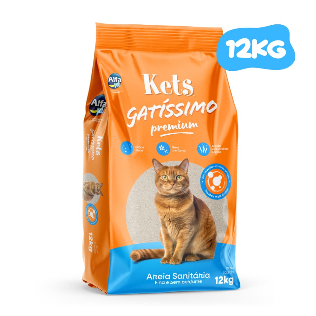 Areia Sanitária Higiênica para Gatos Gatissimo Premium Sem Perfume Argila 100% Natural Alta Absorção