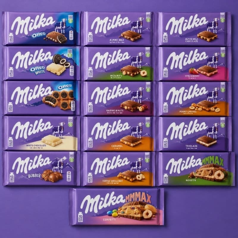 Barra De Chocolate Milka Importado 100g (5 Unidades Aleatório). sabor e surpresa, diversão e garantida