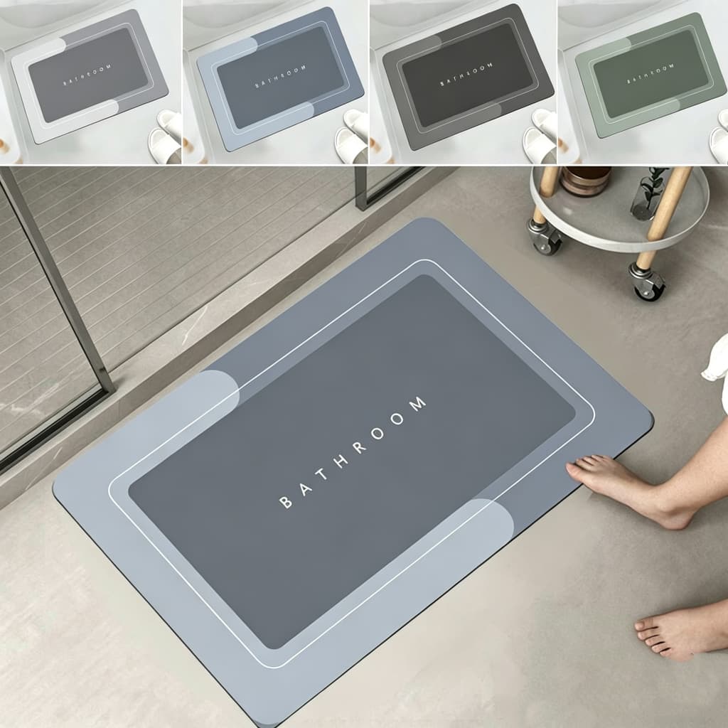 Tapete Absorvente para Banheiro Antiderrapante Secagem Rápida Cozinha Sala Lavanderia Estilo Moderno Resistente à Água
