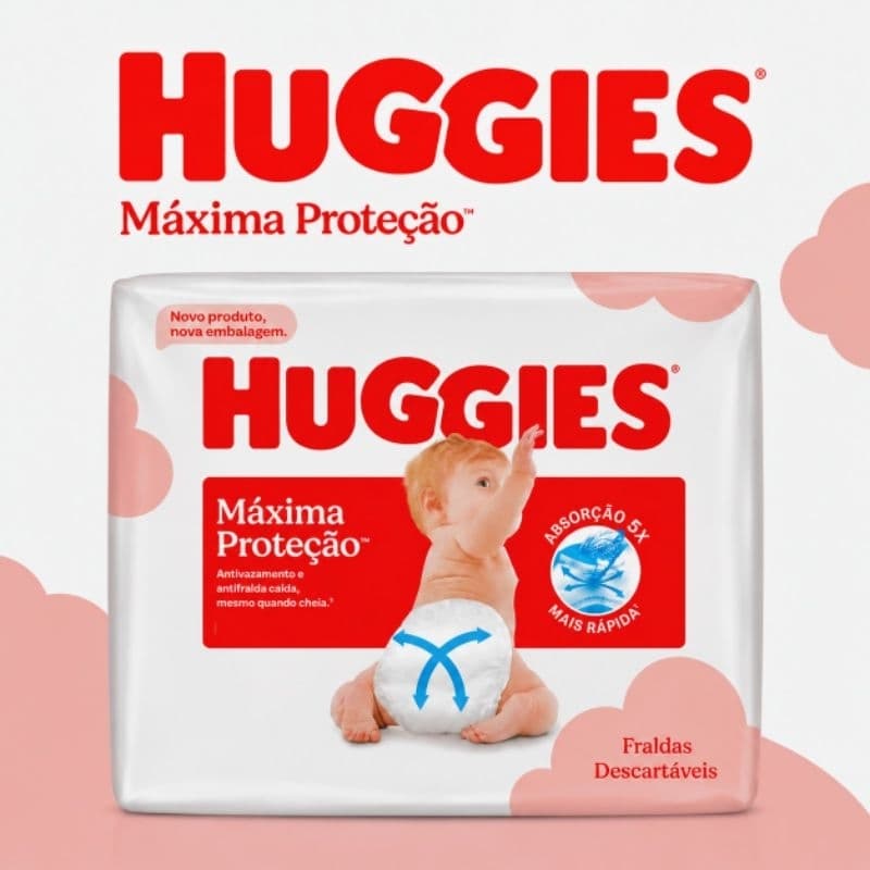 Fralda Huggies Descartável Máxima Proteção - Escolha o Tamanho