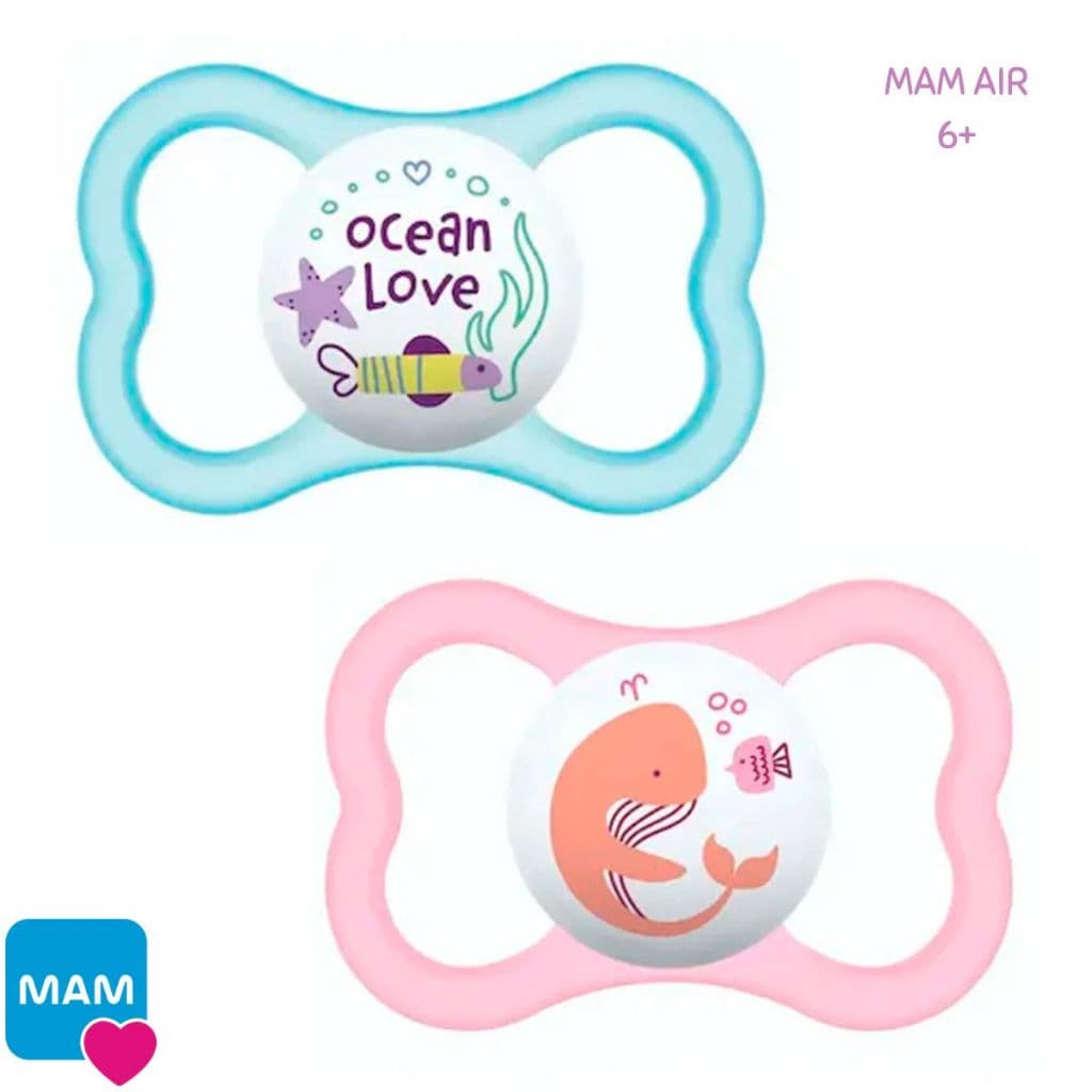 Chupeta MAM Air 6+ Meses Dupla Menina Rosa Bebê Bico Silicone Macio Extra Ventilado com Caixa Esterilizadora Dupla