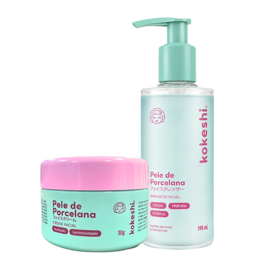 Kit Sabonete e Creme Hidratante Facial Pele de Porcelana Kokeshi o Milagre do Arroz