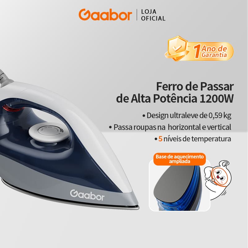Gaabor Ferro de Passar Roupa a Vapor 220V/127V Azul 1200W HM-M02A