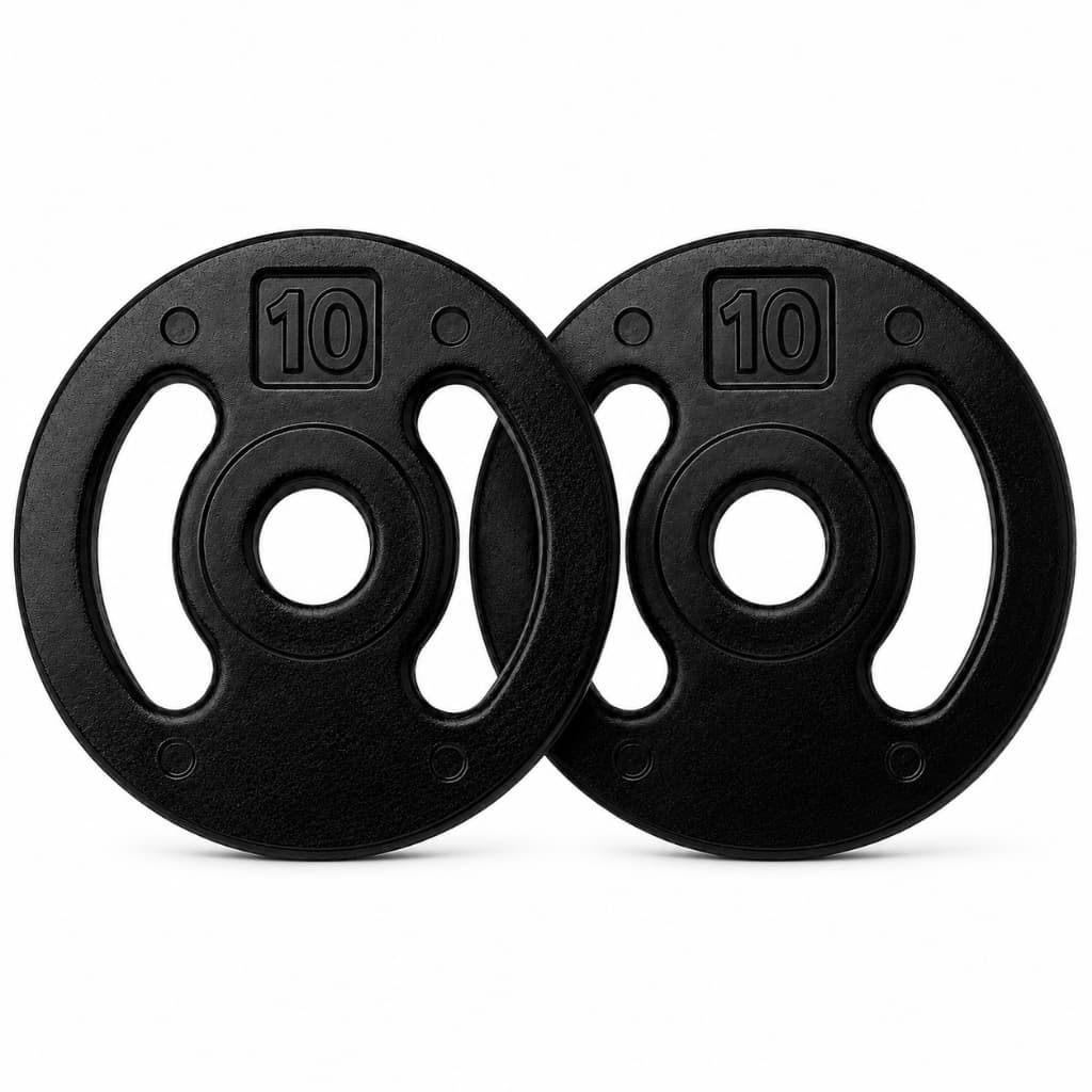 KIT PAR 2 ANILHAS INJETADAS 10KG FERRO MACIÇO REVESTIDAS EM PLÁSTICO MUSCULAÇÃO FITNESS ACADEMIA TREINO PESO