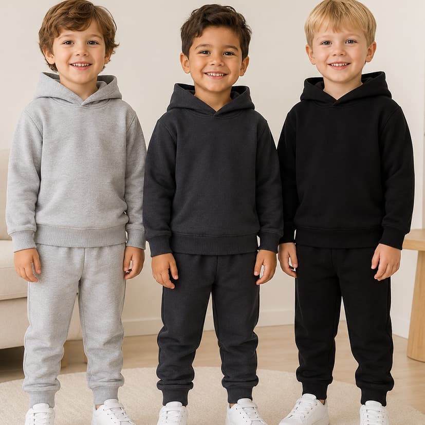 Conjunto Moletom Infantil Menino Peluciado do 01 ao 10 Anos | Casaco Com Capuz + Calça de Moletom Inverno