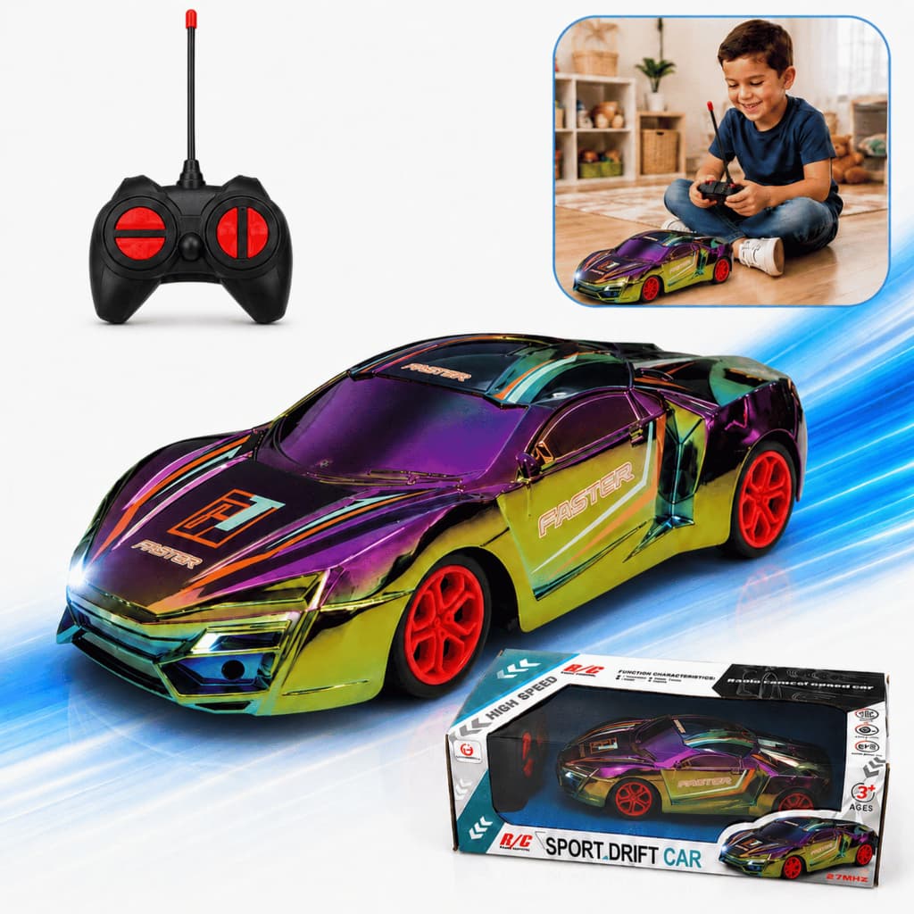Carrinho de Controle Remoto Esportivo Camaleão Colorido Rápido Infantil Menino