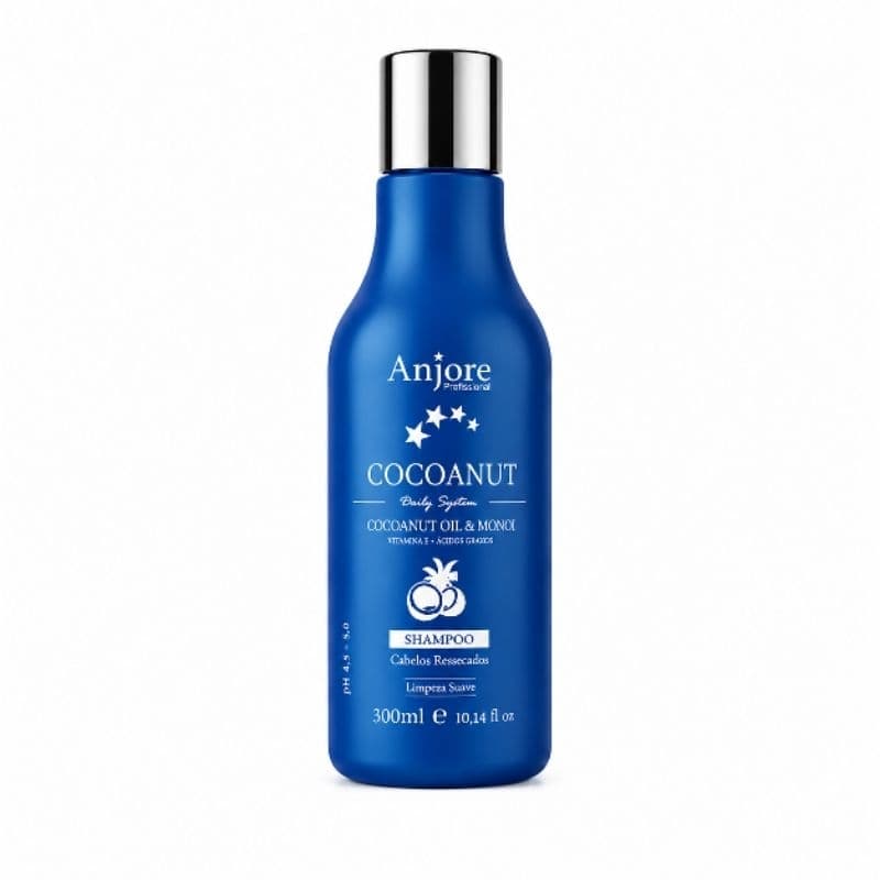 Shampoo Hidratante Cocoanut Anjore 300ml com Óleo de Coco Óleo de Monoi Hidratação Nutrição Imediata