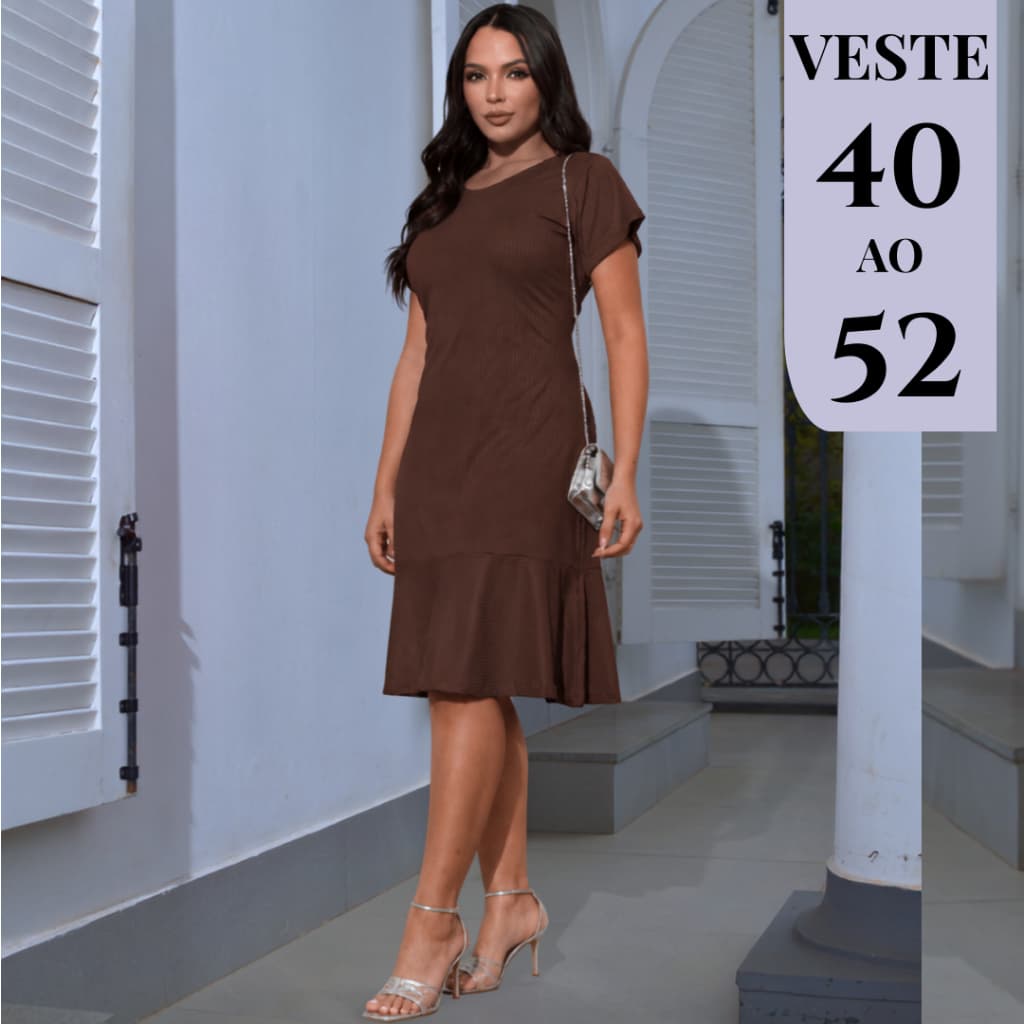 Vestido Feminino Com Bolso Elegante Modelo Midi