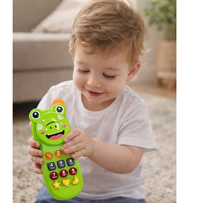 Celular De Brinquedo Musical Educativo Infantil Sapinho Educativo Com Luz Som Para Bebê Sensorial