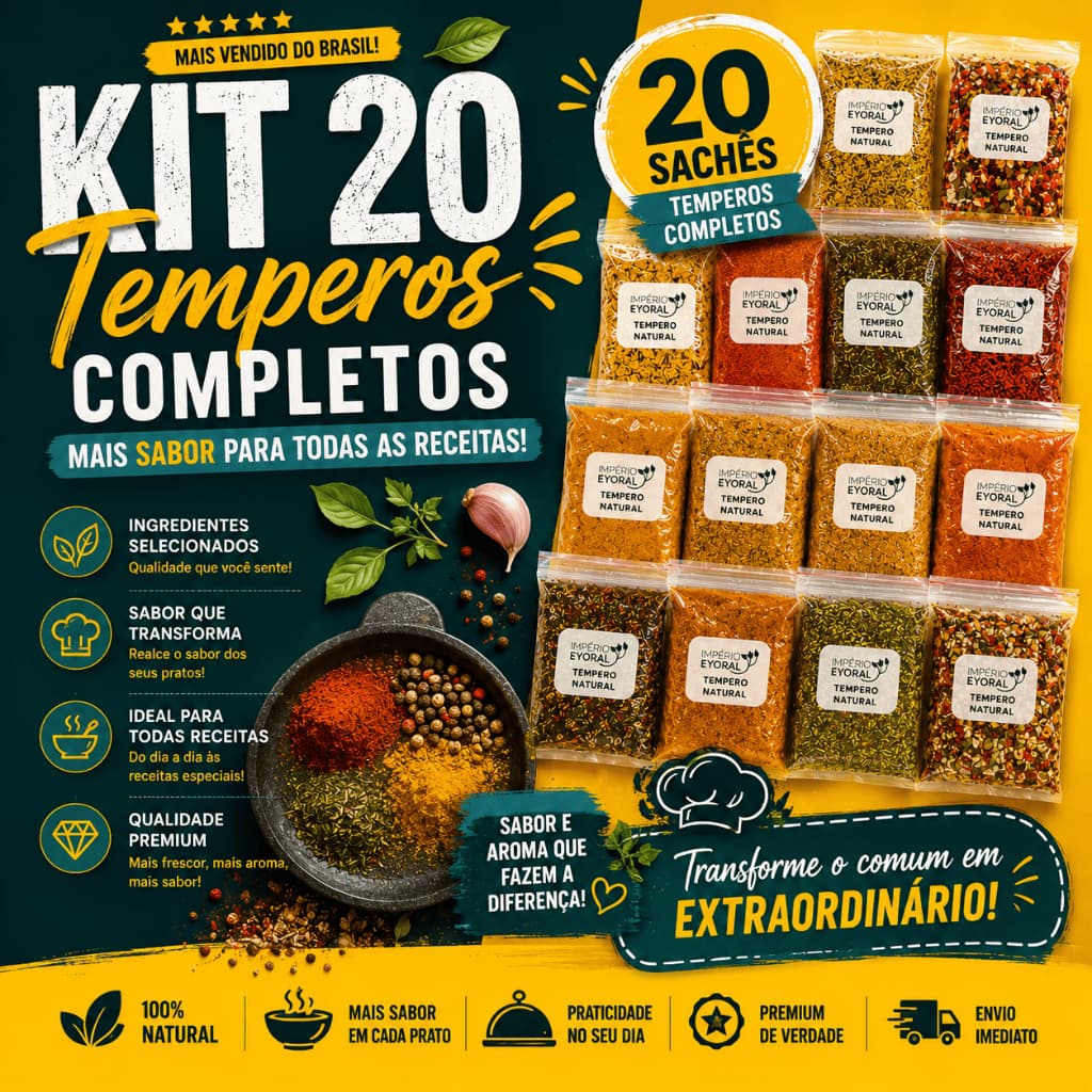 TEMPEROS E CONDIMENTOS KIT 20 UNIDADES - (30g Cada)