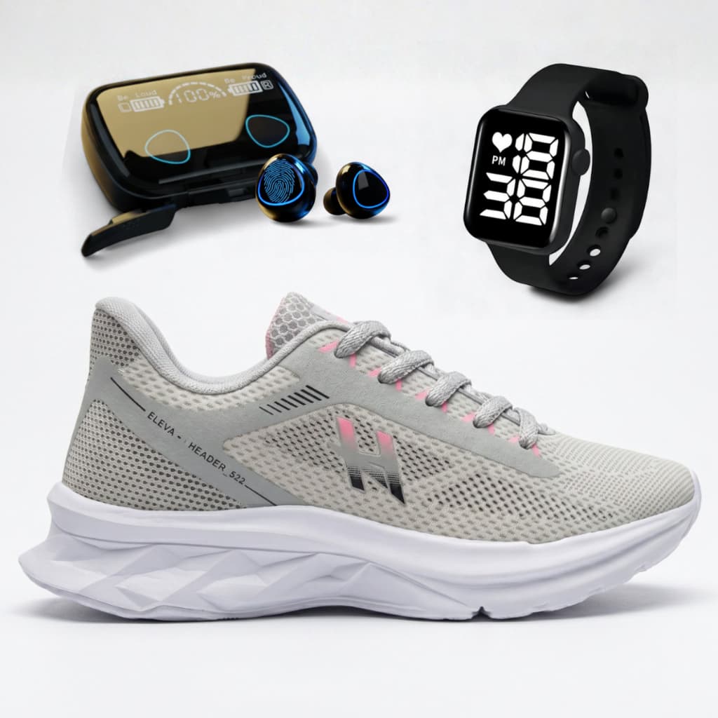 Tênis Feminino + Relógio + Fone Bluetooth Esportivo Academia Corrida Promoção Barato Leve
