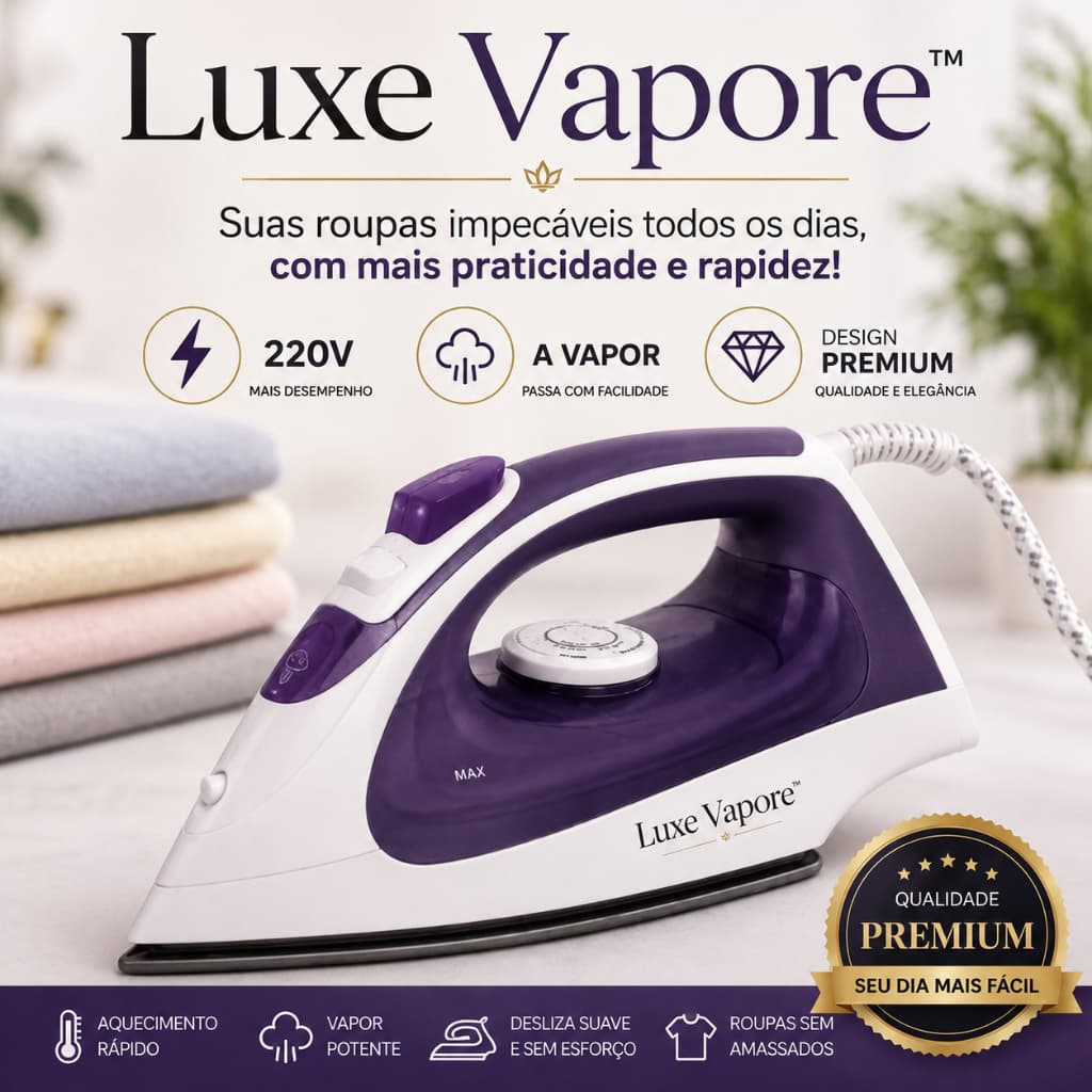 Luxe Vapore | Ferro de Passar Roupas a Vapor Profissional