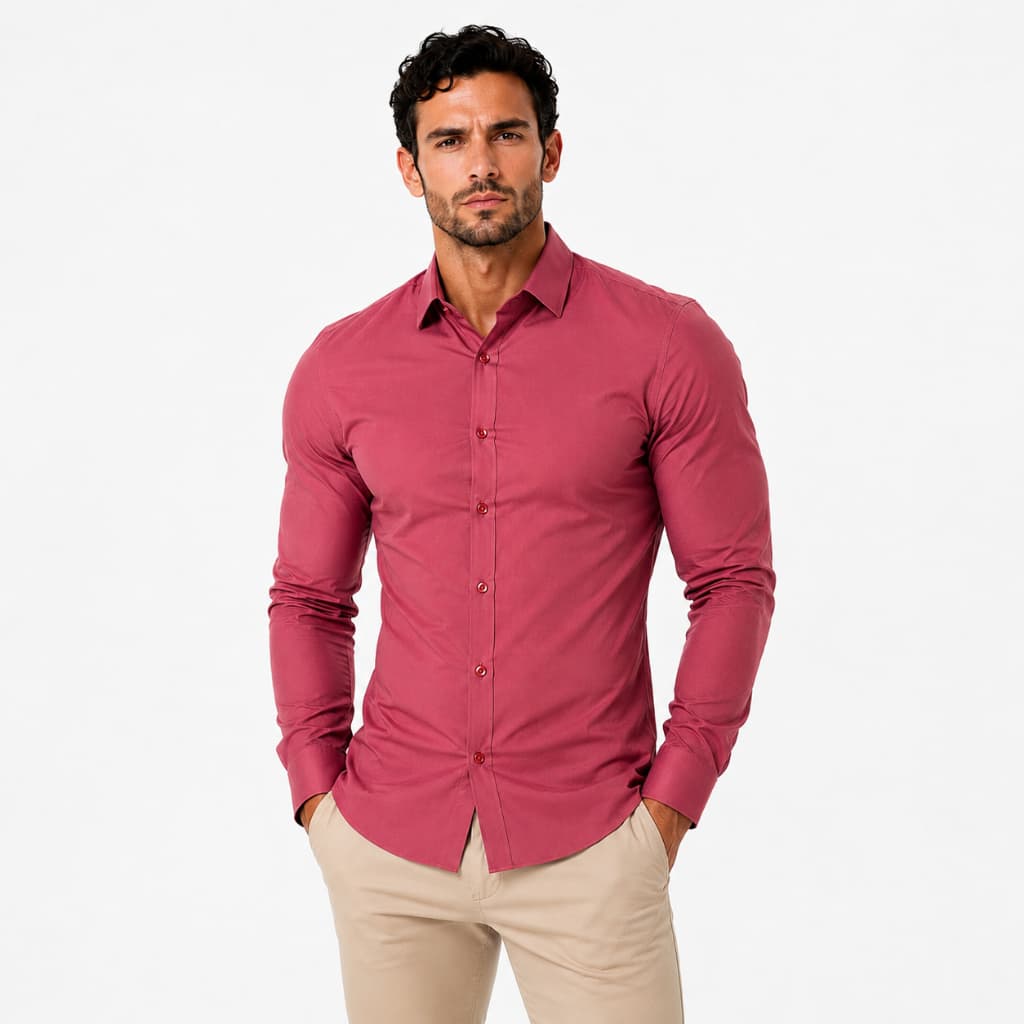 Camisa Social Slim Fit Masculina Manga Longa Tencel Premium